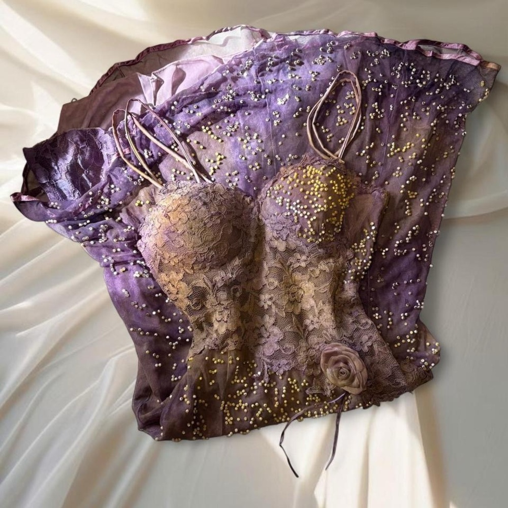 Rare Bespoke Vintage Beaded Lace Fairy Gown - S - Picture 2 of 8